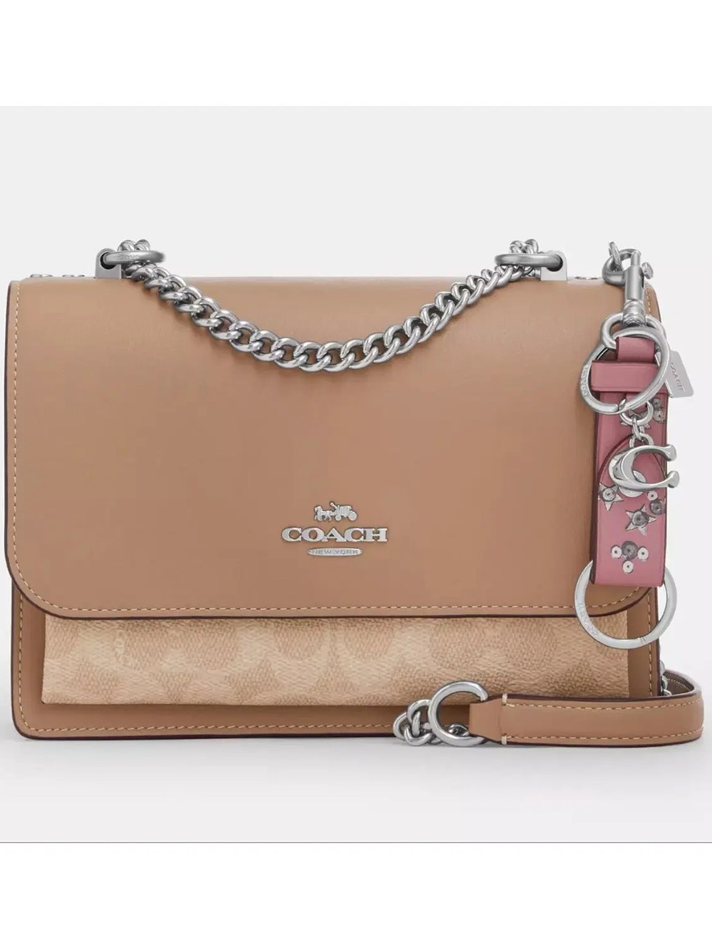 Coach Trigger Snap Bag Charm With Star Print - Picture 2 of 9